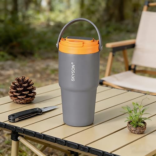Portable Coffee Maker Mug for Travel,Mini Espresso Coffee Machine,20 oz Thermos Cup with Lid Fast Extraction Electric Filter Brewer,Insulated Stainless Steel Tumbler (Grey)