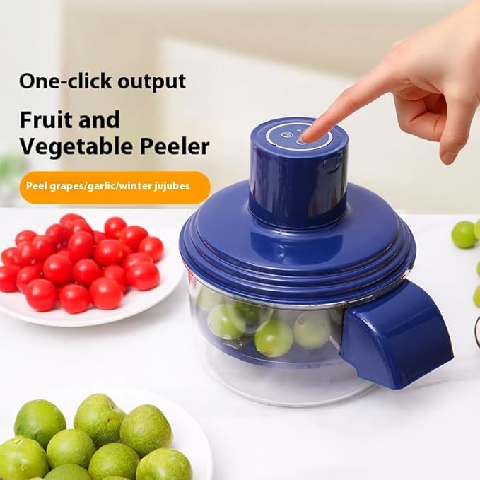 Automatic Fruit and Vegetable Peeler Machine – Electric Grape, Garlic & Tomato Peeler, Peel Fruit Machine for Kitchen, Rechargeable Wireless, Easy Clean(Blue)