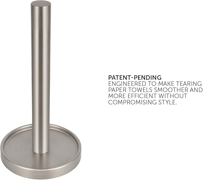 Ivilon Paper Towel Roll Stand - Steady and Easy Tear - Fits All Paper Towel Rolls - Brushed Nickel