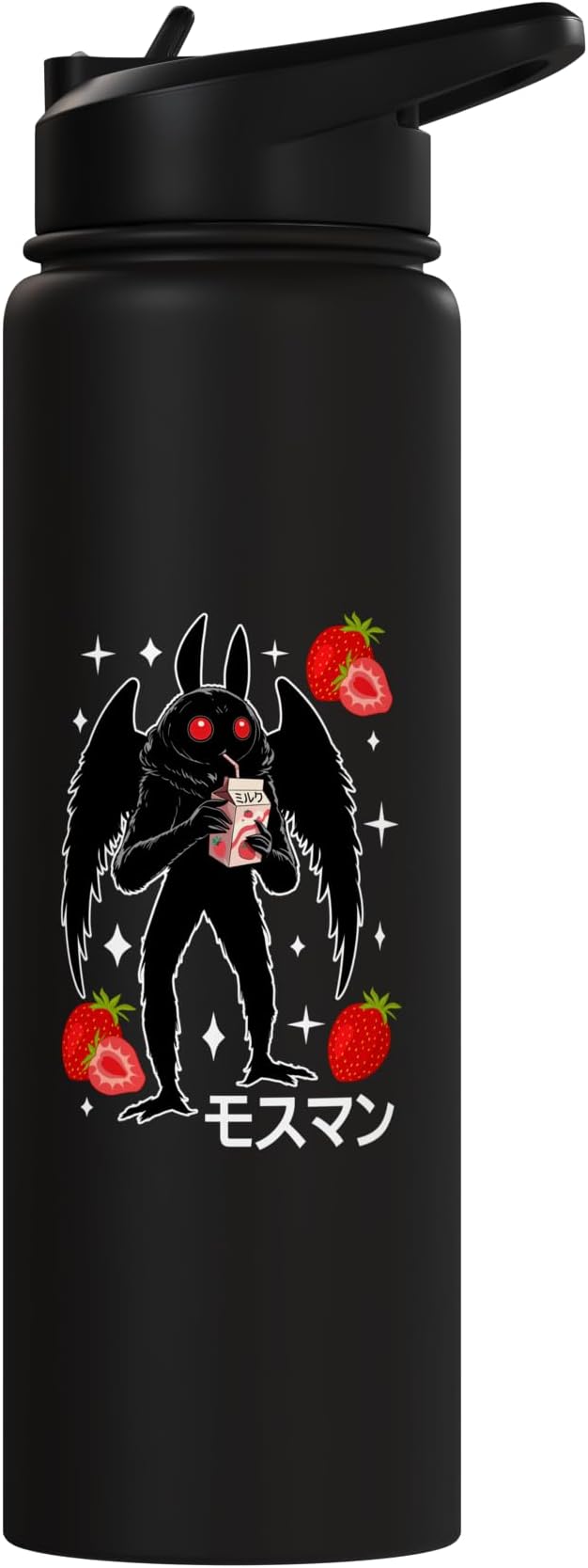 Mothman Kawaii Strawberry Milk Shake Carton Stainless Steel Insulated Water Bottle