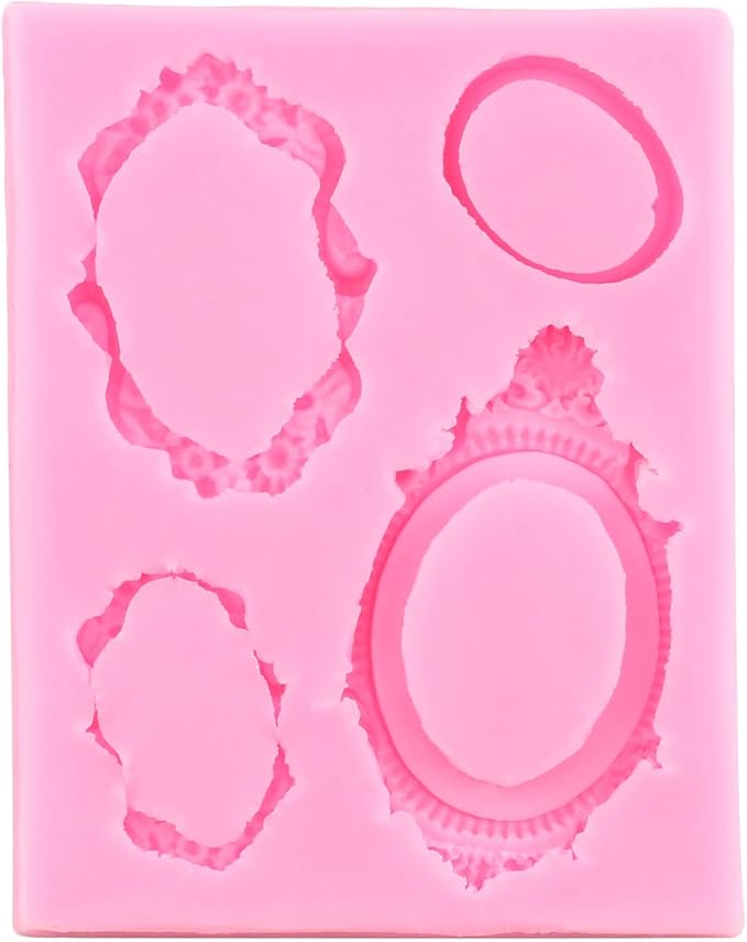 Mujiang Picture Frames Silicone Mold Photo Frame Fondant Molds Vintage Frame Mold For Sugar Cake Decorating Cupcake Topper Chocolate Gum Paste Candy Polymer Clay Set Of 4
