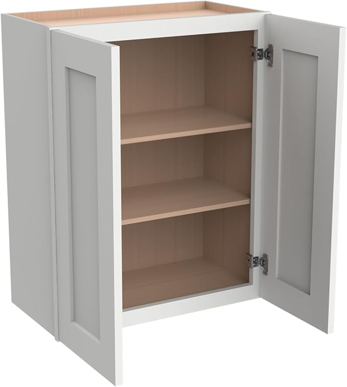 Wall-Mounted Cabinet – Solid Wood Shaker Style Medicine Cabinet with Adjustable Shelves & Soft-Close Doors for Bathroom, Kitchen, and Office Storage (White, 36" W x 12" D x 36" H)