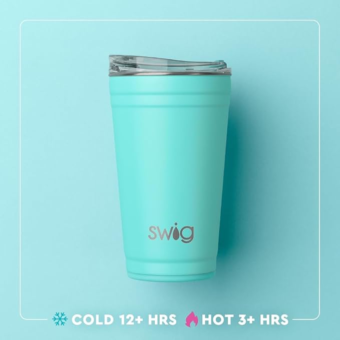 Swig Life 24oz Party Cup, Stackable Insulated Travel Coffee Tumbler with EZ Slider Lid, Cup Holder Friendly, Stainless Steel 24 oz Tumbler, Reusable Coffee Mug (Mahjong)