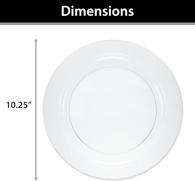 Lillian Tablesettings 30 Count Premium Quality Heavyweight 10.25 inch Plastic Plates China Like Wedding and Party Dinnerware, Plastic Dinner Plates, Crystal Clear, 30 Count