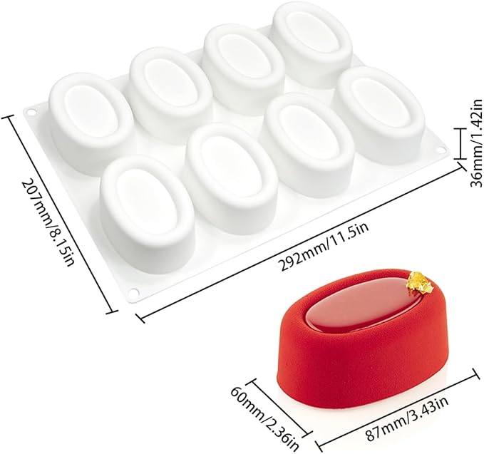 mostsom Silicone Molds Mousse Molds Silicone Chocolate Mold Silicon Oval Cake Moulds 3D Ellipse Shape Candy Truffle Baking Tray (C_ Big Oval)
