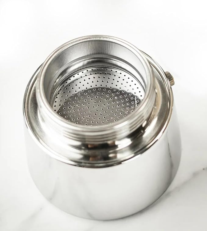 Cuisinox Roma Stovetop Espresso Maker COF-10R, Stainless Steel Coffee Percolator Stovetop, Heat-Resistant & Non-Reactive, 10-Cup Italian Espresso Maker Easy to Clean, Durable Stove Top Percolator