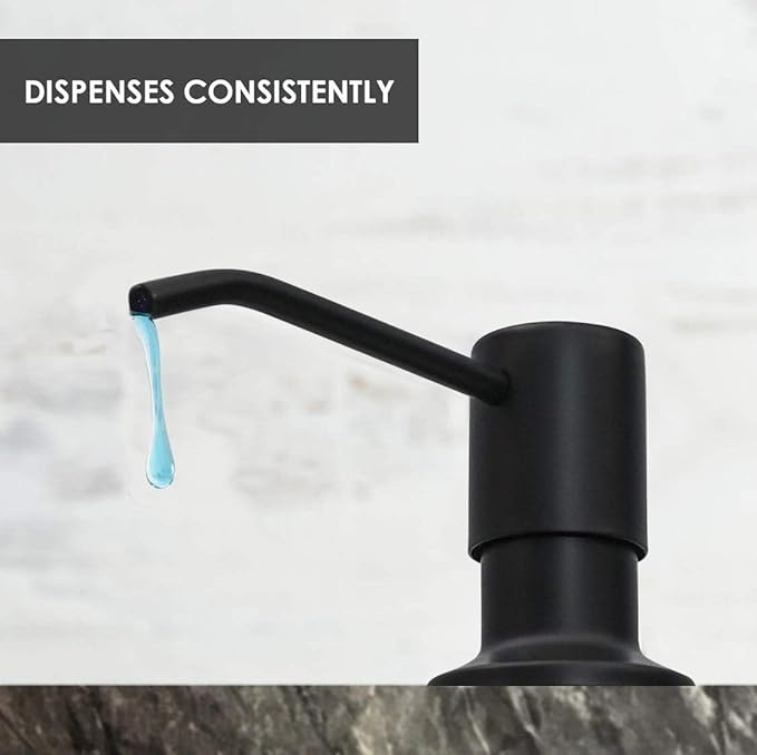 Soap Dispenser for Kitchen Sink (Black Matte), Built in Soap Dispenser, Stainless Steel Pump Replacement
