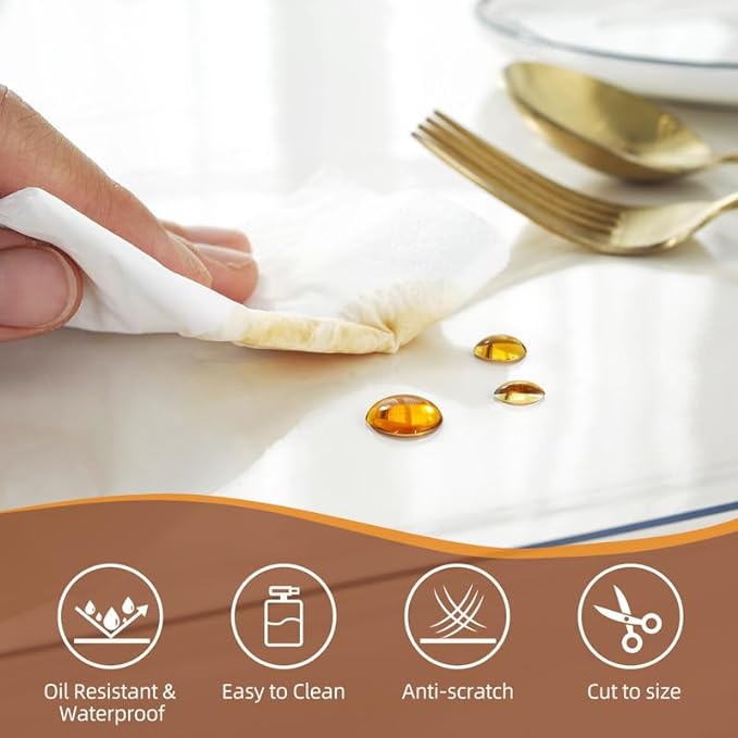 Warmstar Clear Table Cover Protector 16 x 72 Inch,1.5mm Thick Plastic Table Cover Rectangle,PVC Clear Table Protector,Desk Protector Mat for Kitchen, Dresser, Writing Desk，Dining Room Table