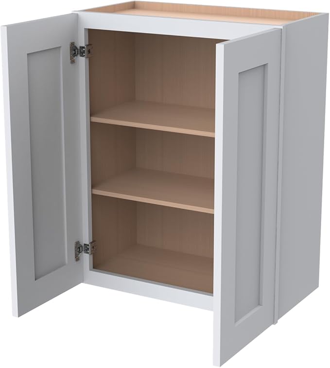Wall-Mounted Cabinet – Solid Wood Shaker Style Medicine Cabinet with Adjustable Shelves & Soft-Close Doors for Bathroom, Kitchen, and Office Storage (White, 33" W x 12" D x 36" H)