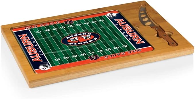 PICNIC TIME NCAA Icon Glass Top Cutting Board & Knife Set, Cheese Boards Charcuterie Boards, Serving Platter, (Parawood & Bamboo)