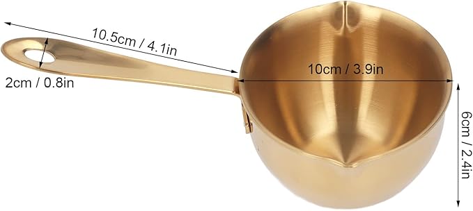 Stainless Steel Butter Warmer, Saucepan Chocolate Milk Butter Melting Pot Small Sauce Pan with Pour Spouts Cooking Pot for Hot Oil Soup Coffee Tea Warming (Gold)