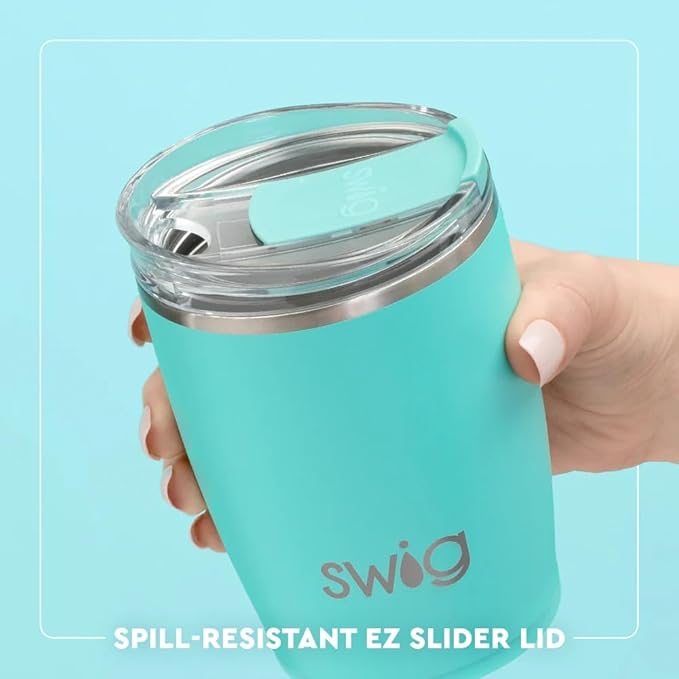 Swig Life 12oz Insulated Tumbler, Travel Coffee Tumbler with Lid, Cup Holder Friendly Travel Coffee Mug, Stainless Steel, 12 oz Reusable Insulated Coffee Mug (Saturdays in Austin)