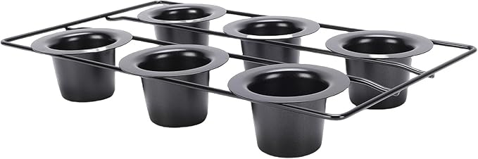 6 Cup Popover Pan, Deep Non Stick Popover Pans, Sturdy Carbon Steel Round Cupcake Pan for Pudding Muffins Baking, Easy to Clean