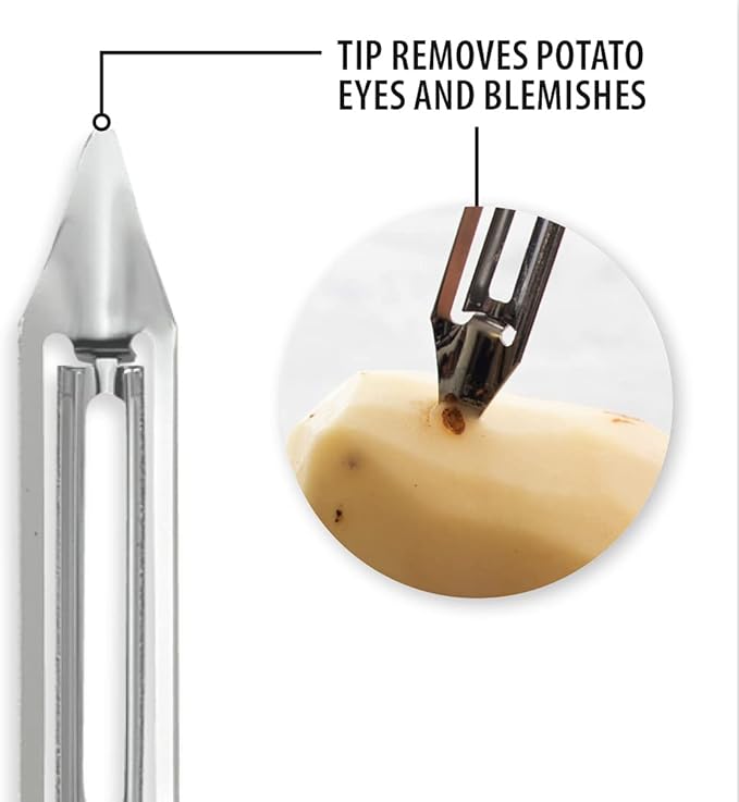 Rada Cutlery Vegetable Peeler (R132), 1.75" Stainless Steel Swiveling Blade, Silver Handle, Pack of 6