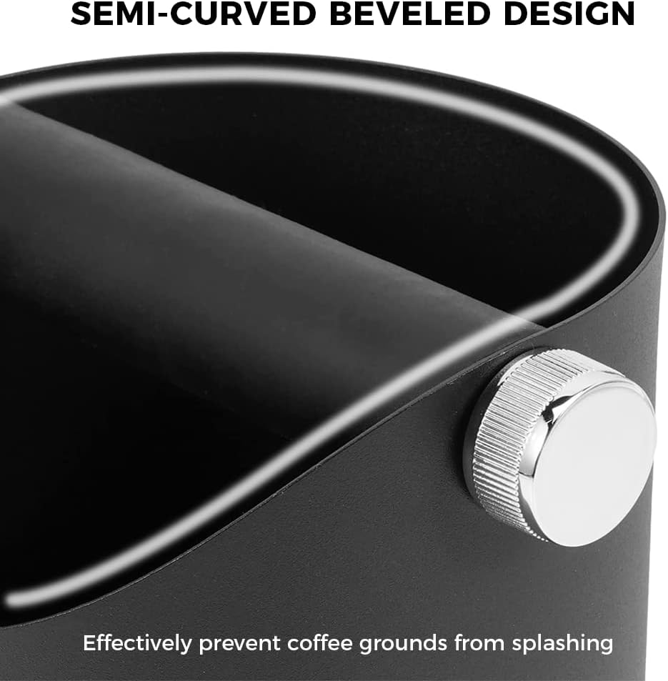 Espresso Knock Box, Large Capacity & Non-Slip Base Coffee Knock Box, Barista Tools, Espresso Machine Accessories (Black-Small)
