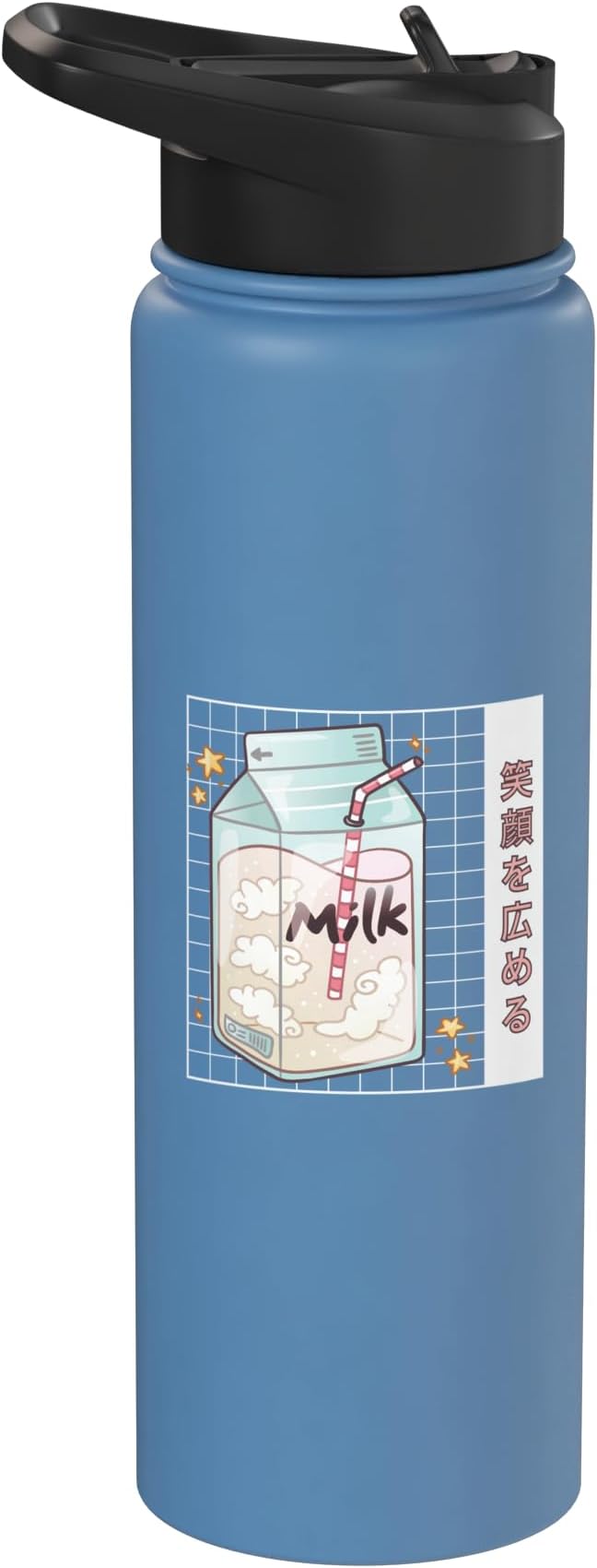Cute Milk Carton Kawaii Japanese Stars Clouds Stainless Steel Insulated Water Bottle