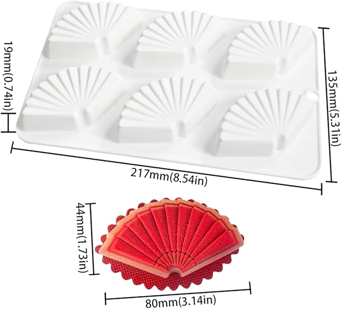 Silicone Pudding Molds, Fan Shape Non-Stick Jelly Dessert Making Trays, Cream Mold for Mousse Cake (F_Folding Fan)