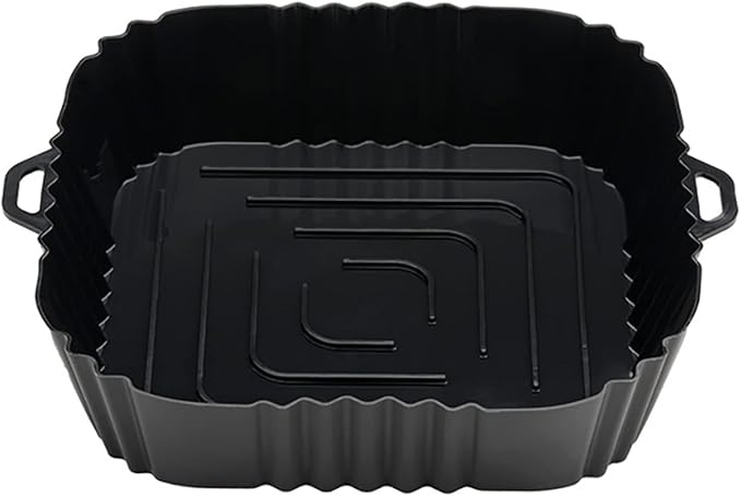Silicone Baking Tray Reusable Air Fryer Liners Basket Nonstick Oven Baking Pan Multifunctional For Kitchen Gadgets 2Pcs Black