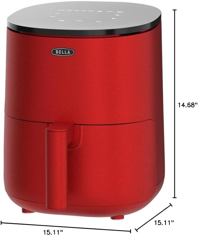 BELLA 3 Qt Touchscreen Air Fryer Oven and 5-in-1 Multicooker with Removable Nonstick Dishwasher Safe Crisping Tray and Basket, 1400 Watt Heating System, Matte Red