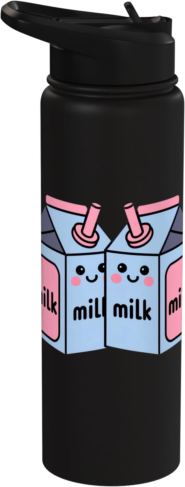 Milk Carton Kawaii Cute Smiling Milk Stainless Steel Insulated Water Bottle