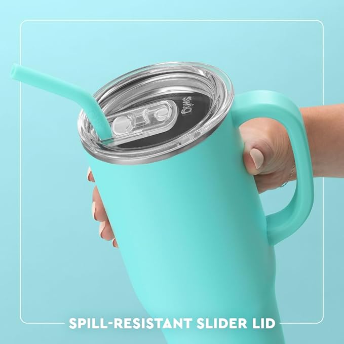 Swig Life 40oz Mega Mug, 40 oz Tumbler with Handle and Straw, Cup Holder Friendly, Dishwasher Safe, Extra Large Insulated Tumbler, Stainless Steel (Oh Happy Day)