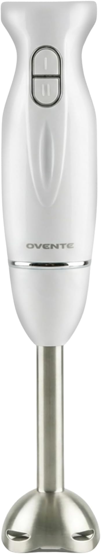 OVENTE Immersion Hand Blender, 300W Electric Handheld Stick Mixer with 2 Mixing Speeds and Stainless Steel Blades for Smoothies, Purees & Baby Food, White HS560W