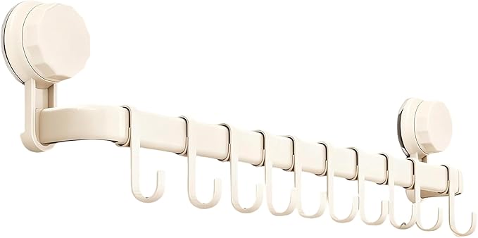 2026 Upgrad Wall Hooks Rack, Space Saving Utensil Holder for Kitchen Bathroom, No Drilling Wall Mounted Accessory Hanger, Kitchen Rail for Hanging Cooking Utensils Mugs Spoons (White_F)