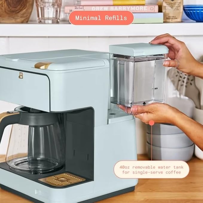 Beauti Multi Brew 12 Cup Programmable Drip & Single Serve Coffee Maker, Versatile Brewing (6oz, 8oz, 10oz, 12oz, 14oz), Pods or Ground, Over Ice option, Keep Warm mode (Hydragea)