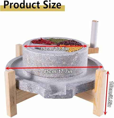 Artisan Handmade Granite Food Mill - Natural Stone Grinder for Dry/Wet Foods, Nuts, Corn & SES - Perfect for Cooking & ing