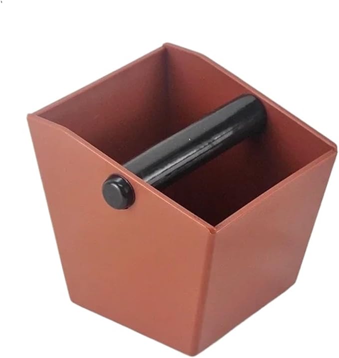 Coffee Knock Box Grounds Container ABS Bucket Anti Slip Powder Beveled Residue Barista Accessories Maker Tools(Burnt-sugar)