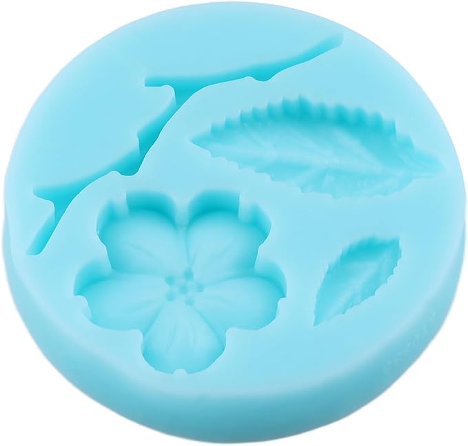 Peach Blossom Fondant Molds Plant Flowers Leaf Silicone Mold for Cake Decorating Cupcake Topper Chocolate Candy Gum Paste Polymer Clay