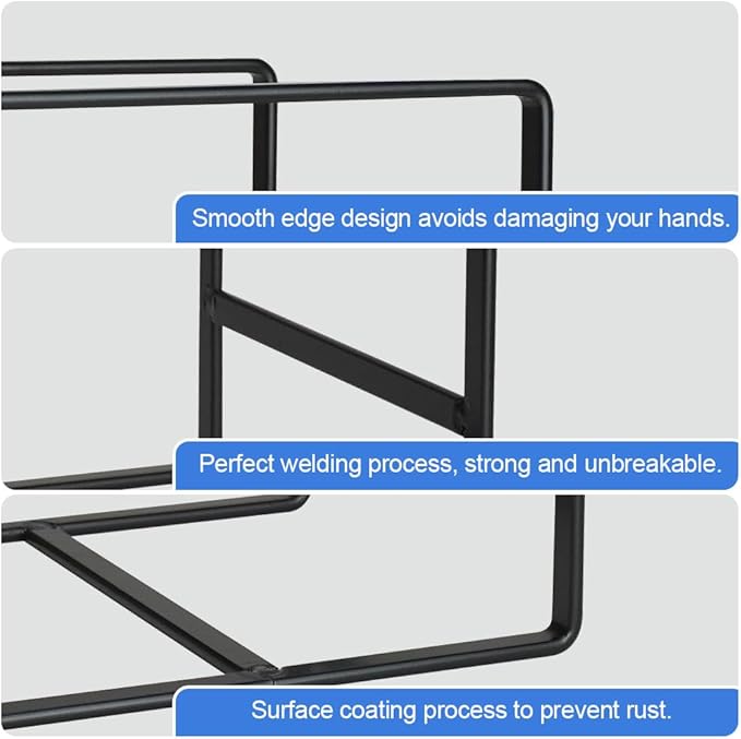 4 Pack Kitchen Plate Holder Organizer for Cabinet Space Saver, Kitchen Dish Storage Drying Racks, Metal Upright Dish Stand for Counter Cupboard (Black)