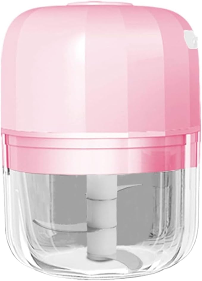 Electric Garlic Chopper, 250ML Rechargeable Portable and Cordless Mini Food Processor with Stainless Steel Blade, Electric Garlic Chopper Vegetable Chopper Blender for Nuts Chili Onion Minced (Gray :