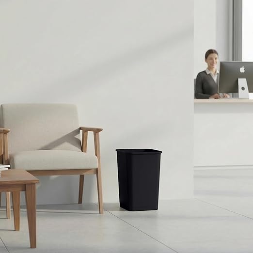 Superio 4.5 Gallon Plastic Trash Can, Unlidded Waste Bin Only for Home, Kitchen, Office, Bedroom, Bathroom- 18 Qt (Black)