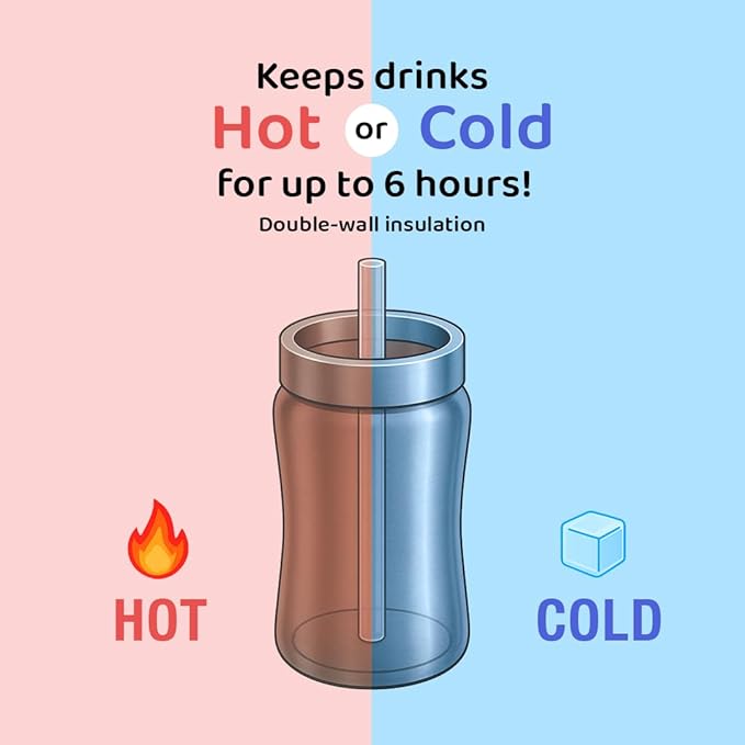 GROSMIMI Insulated 316 Stainless Steel Spill Proof Straw Cup, Water bottle with Flip Top for Toddlers, BPA Free (bear, 10oz)