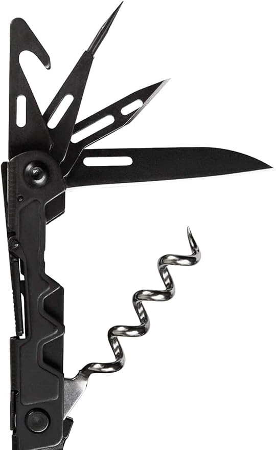 SOG PowerLitre Mini Utility Multi-Tool w/ 19 Lightweight Tools, Compact 5 Inch Long Utility Tool with Knife, Screwdriver, Hex Bit Holder, Black
