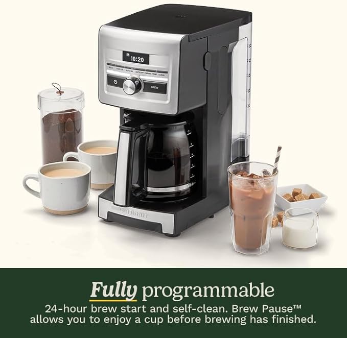 Cuisinart Personal Brew™ 12-Cup Coffee Maker, Automatic Coffee Machine, Programmable Coffee Maker for Home Brewing Convenience with Adjustable Brew Strength, Stainless Steel/Black, DCC-12