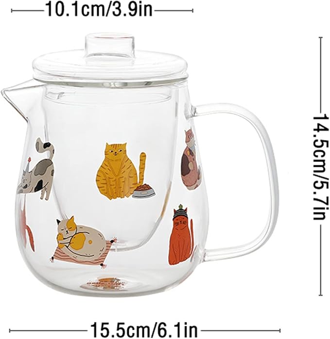 Pitcher Cute Pitcher with Glass Built-in Filter and High Temperature Resistant Cold Water Jug with Handle and Lid for Juice, Milk, Drinks Hot/Cold Water Carafe (Size : L)