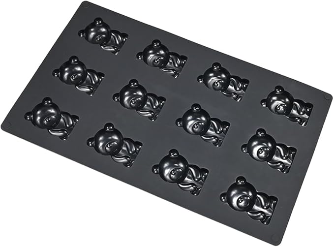 Silicone Chocolate Mold for Decorating, 12 Cavity Bear Shaped Candy Molds for Baking Supplies, Molds for Chocolate, Cake, Ice Cube, Gummy, Resin, Soap Making (G_ Bear)