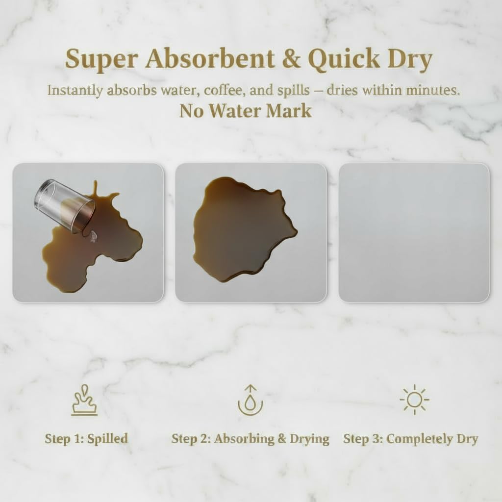 Dish Drying Mat Super Absorbent – 16" x 18" Coffee Mat for Countertops – Non-Slip Drying Mat for Kitchen Counter – Easy to Clean Water Absorbent Mat – Large Dish Drying Mats (Lite Gray)