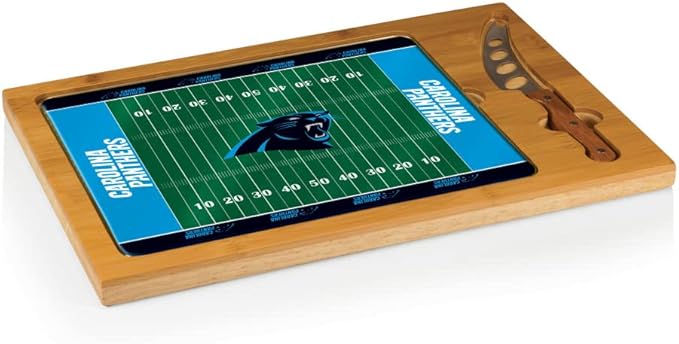 PICNIC TIME NFL Football Field Icon Glass Top Cutting Board & Knife Set, (Parawood & Bamboo)