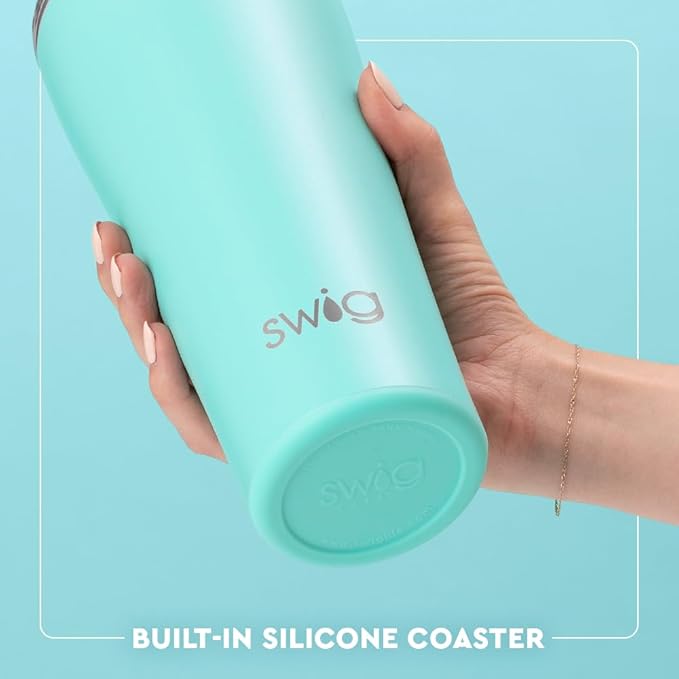 Swig Life 32oz Insulated Tumbler, Travel Coffee Tumbler with Lid, Cup Holder Friendly Travel Coffee Mug, Stainless Steel with Lid (Full Bloom)