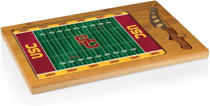 PICNIC TIME NCAA Icon Glass Top Cutting Board & Knife Set, Cheese Boards Charcuterie Boards, Serving Platter, (Parawood & Bamboo)