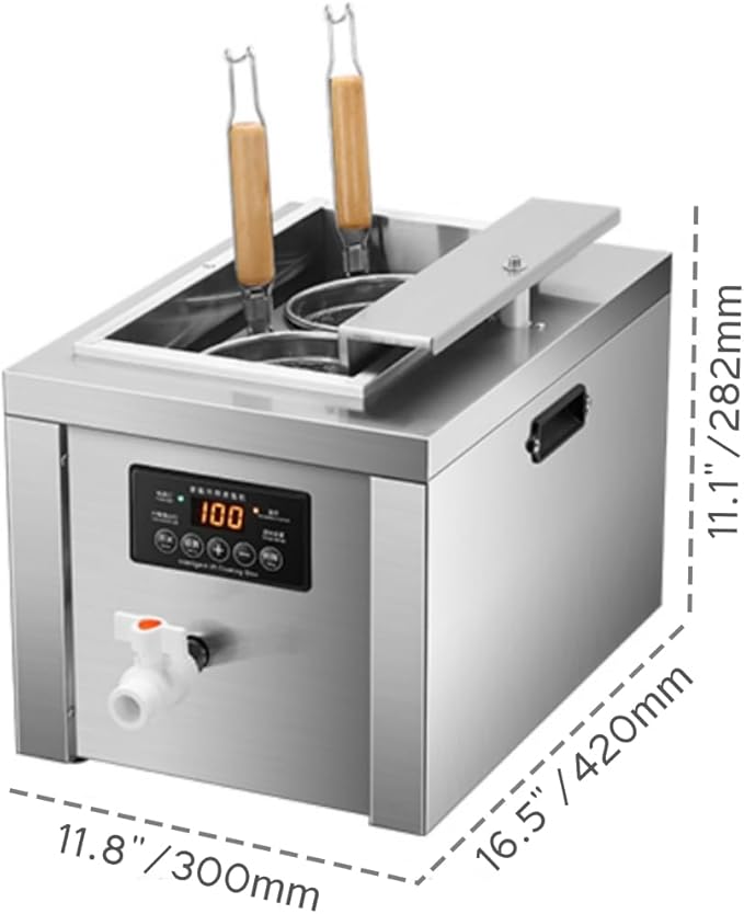 Auto-lift Commercial Pasta Cooker with Timer, Noodle Cooking Machine with 1 Drainage,Macaroni Vegetable Dumpling Cooker,Boiler For Spaghetti Ramen,Temperature Adjustable (2 holes)