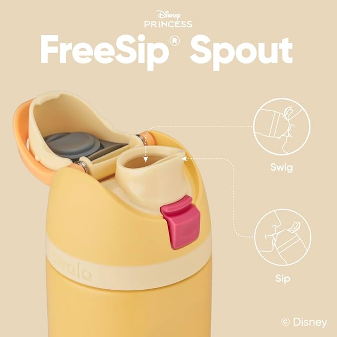 Owala Disney Princess FreeSip Insulated Stainless Steel Water Bottle with Straw for Sports and Travel, BPA-Free Sports Water Bottle, 24 oz, Belle