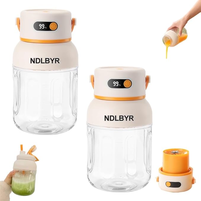Portable Electric Juicer Cup Personal Size Blender for Smoothies & Shakes 33oz BPA-Free Bottle USB-C Rechargeable Leakproof Travel Lid Powerful Ice Crushing Mini Kitchen Gym Outdoor(2pcs)