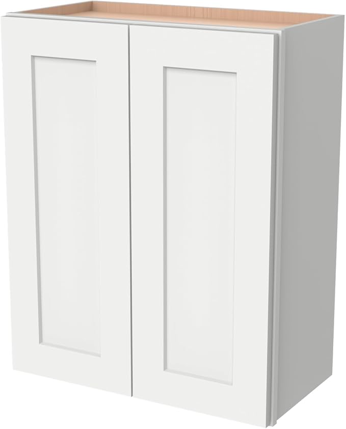 Wall-Mounted Cabinet – Solid Wood Shaker Style Medicine Cabinet with Adjustable Shelves & Soft-Close Doors for Bathroom, Kitchen, and Office Storage (Origami White, 30" W x 12" D x 30" H)