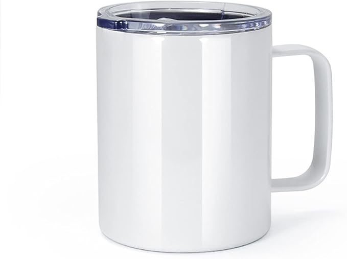 AGH 12OZ Sublimation Coffee Mug With Handle, 6Pack Stainless Steel Tumbler with Handle.Sublimation Mug Set for Coffee,Tea,Beer and Juice, Individually Boxed, White