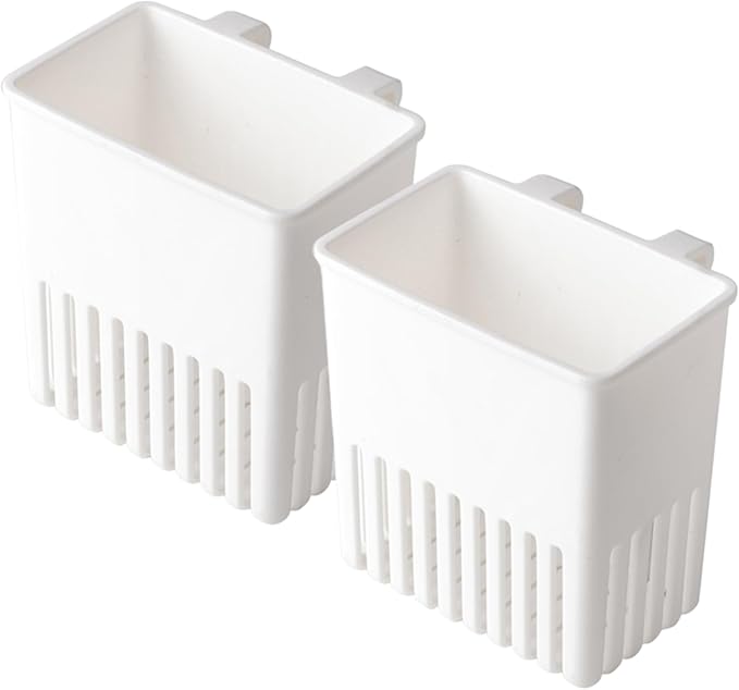 2PCS Utensil Drying Rack Hollow-Out Plastic Silverware Drying Basket with Hooks Utensil Caddy for Spoon Knife and Fork