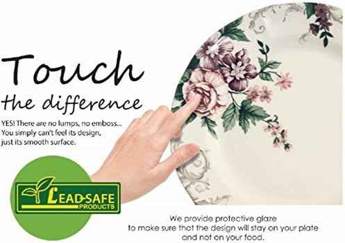 Tudor Royal Collection 24-Piece Round Dinnerware Set, Service for 6, Botanical Design, Summer Flowers, Plates Bowls Mugs Dishes, High-Gloss Premium Quality